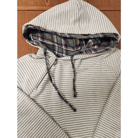 NWOT Maurices XXL grey Pullover stripe double hoodie - Picture 6 of 10